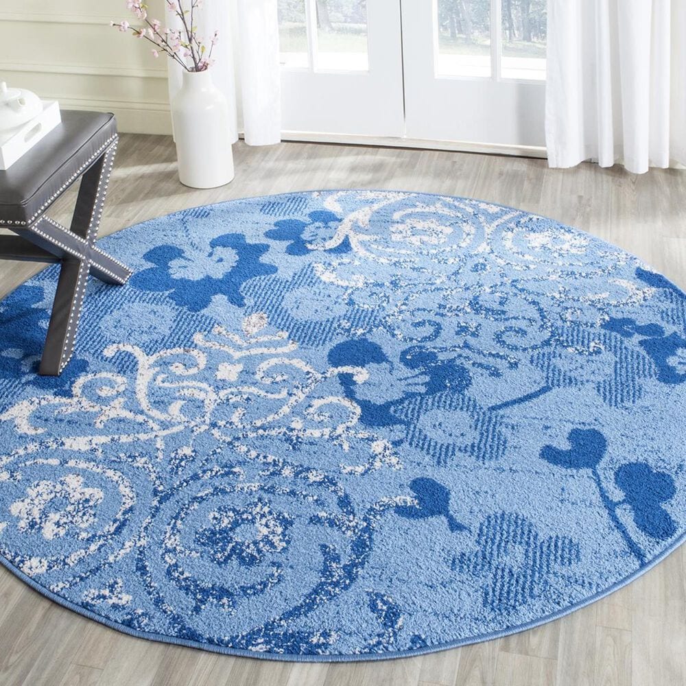 Safavieh Adirondack ADR114F-6R 6" x 6" Light Blue/Dark Blue Round Rug, , large
