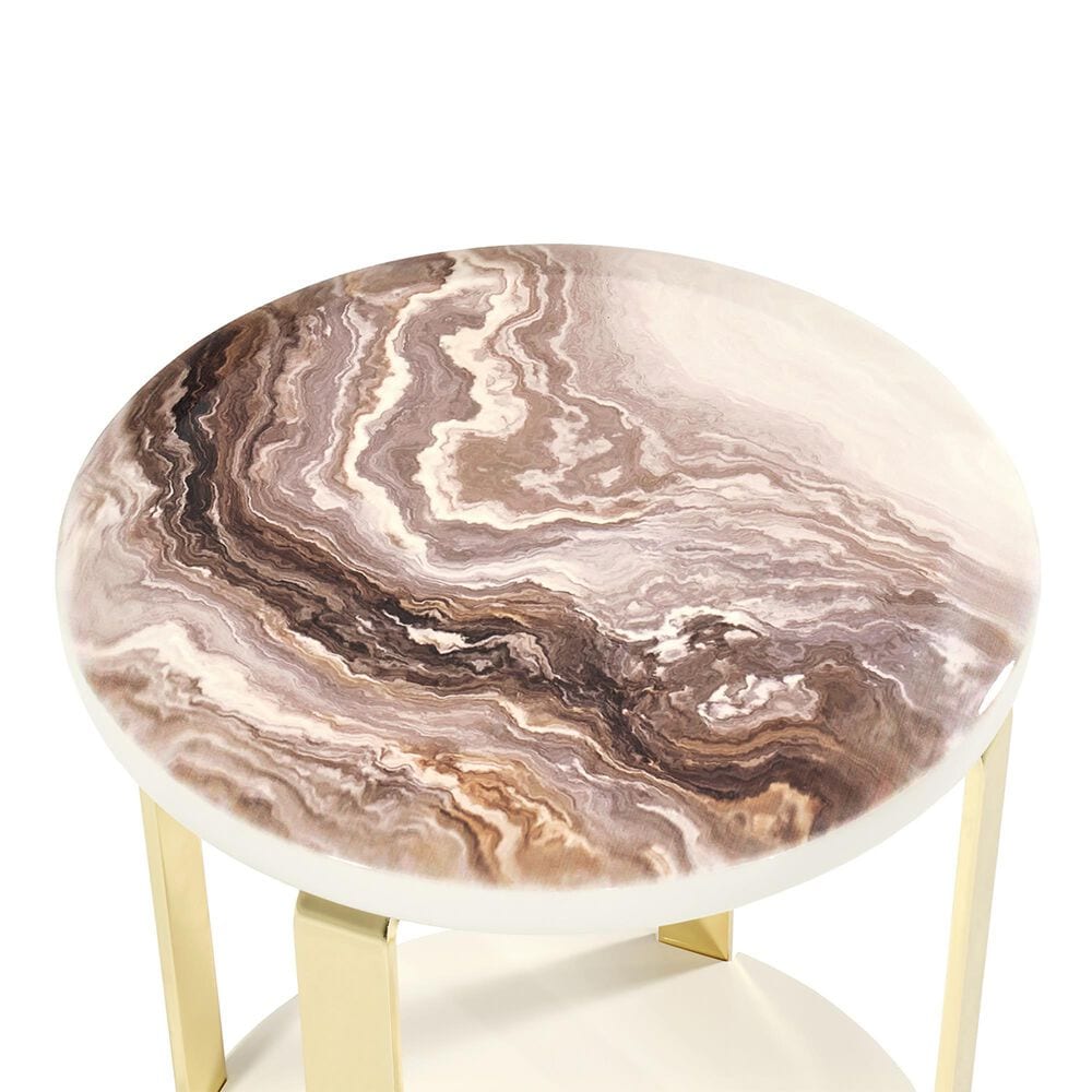 Vista Haus Ariana Chairside End Table in Gold and White, , large