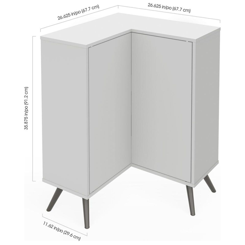 Bestar Small Space Krom Corner Storage Unit in White Nebraska