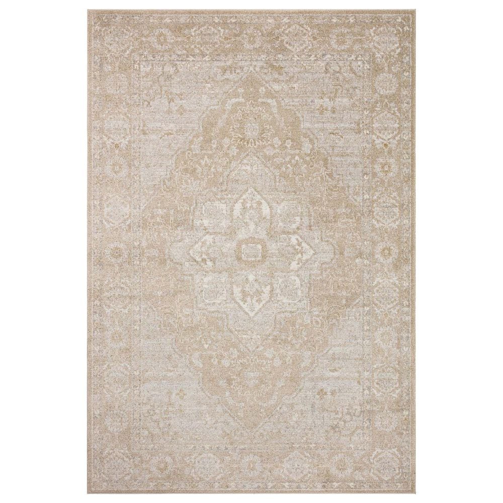 Loloi II Odette 5"3" Round Beige and Silver Area Rug, , large