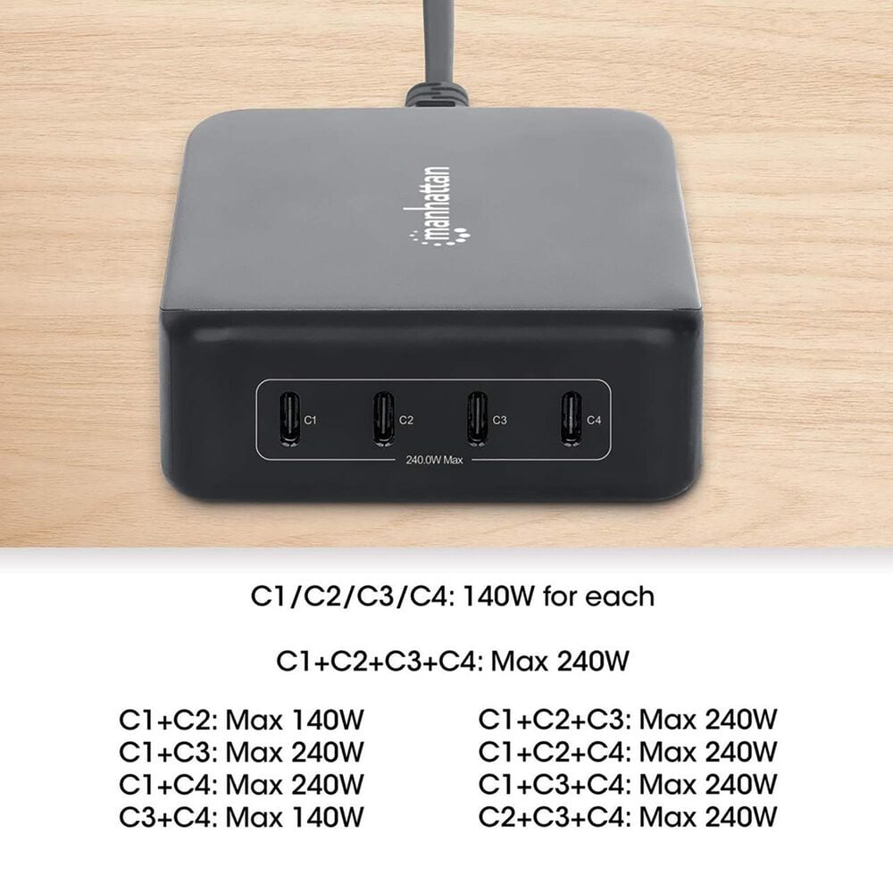 Manhattan 4-Port GaN USB Power Delivery Charging Station in Black, , large