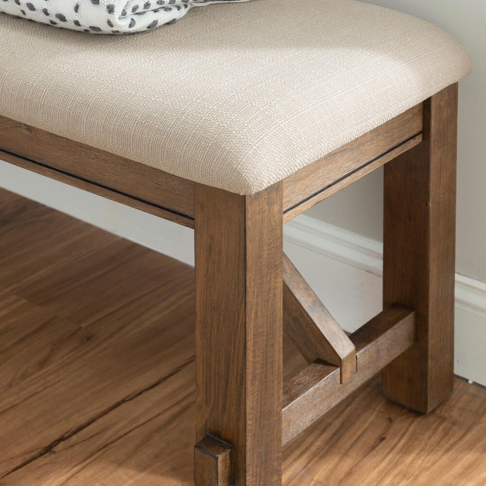Linon Home Decor Turino Padded Dining Bench in Rustic Umber, , large