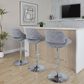 LumiSource Fabrico Swivel Adjustable Bar Stool with Grey Noise Fabric Upholstery and Rounded T Footrest in Chrome (Set of 2), , large