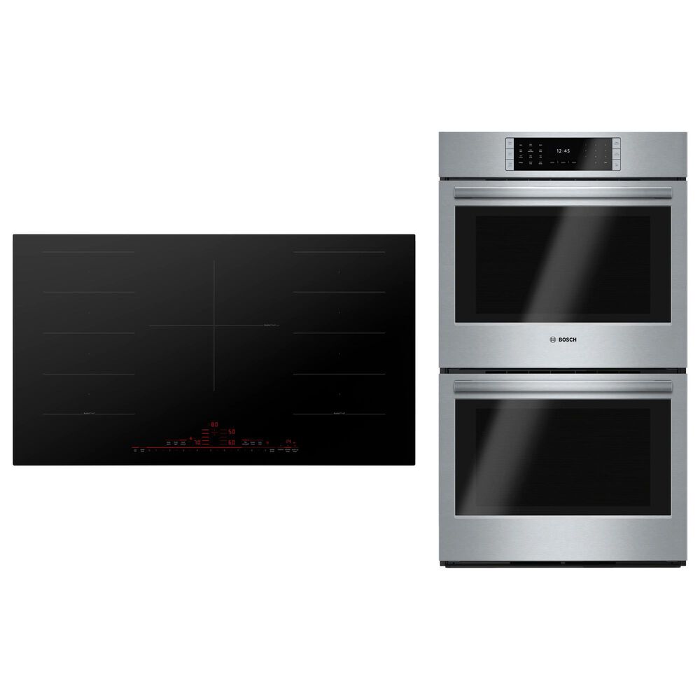 Bosch Benchmark 2-Piece Kitchen Package with Stainless Steel 30" Double Wall Oven and Black 36" Smart Induction Cooktop, , large