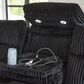 Ashley Forest Lake Power Reclining Sofa with Adjustable Headrest in Black Velvet, , large