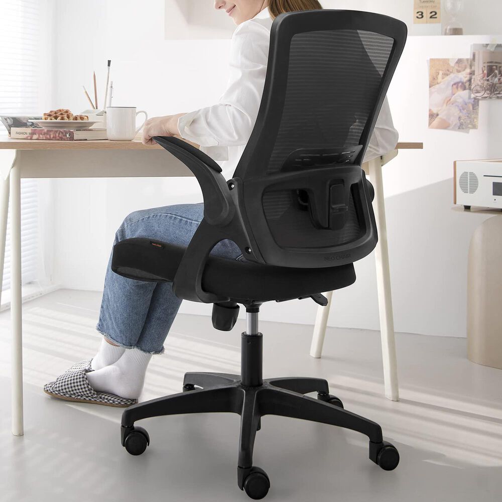 HOMLUX Swivel Ergonomic Office Chair with Headrest Lumbar Support in Black, , large