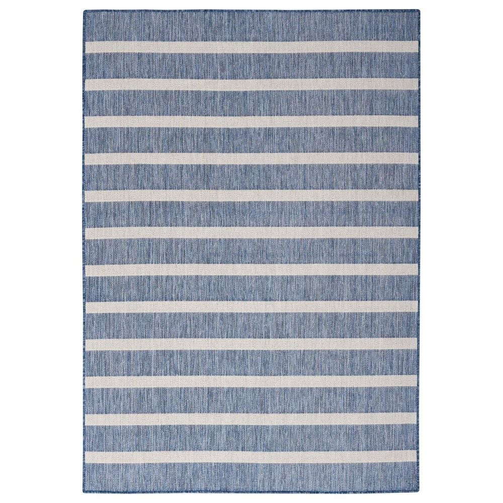 Nourison Positano POS03 Navy and Ivory 4" x 6" Indoor/Outdoor Area Rug, , large