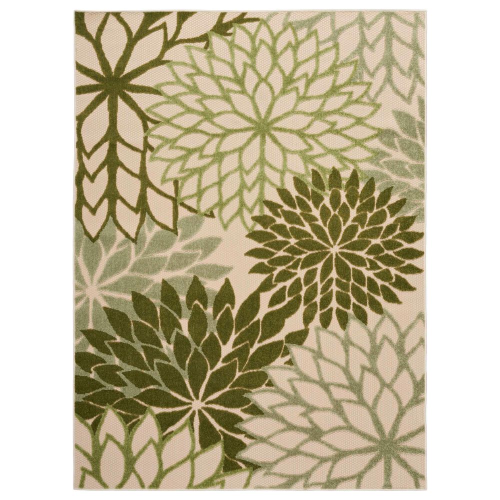 Nourison Aloha ALH05 7"10" x 10"6" Ivory and Green Indoor/Outdoor Area Rug, , large
