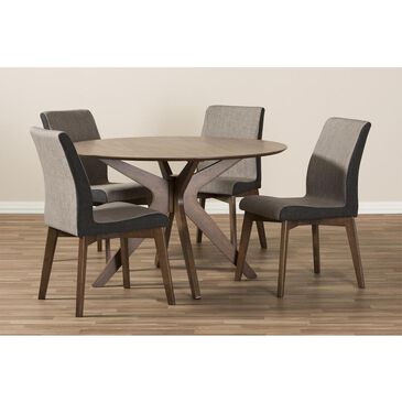 Baxton Studio Kimberly 5-Piece Dining Set in Walnut, , large