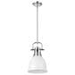 Golden Lighting Duncan 1-Light Small Pendant with Rod and Matte White Shade in Chrome, , large