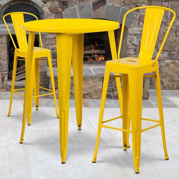 Flash Furniture 3-Piece Metal Bar Table Set in Yellow, , large
