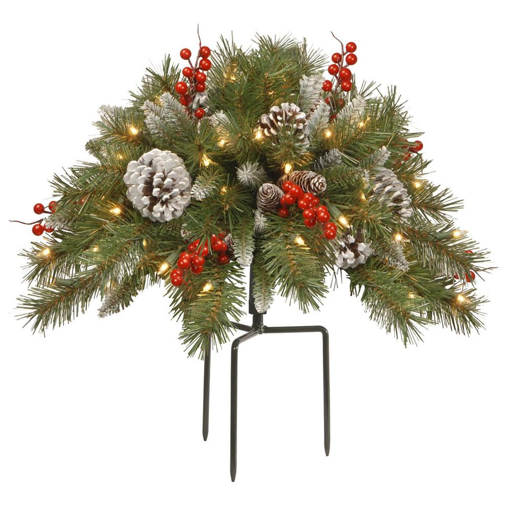 National Tree 18" Frosted Berry Urn Filler with Battery Operated Warm White LED Lights, , large