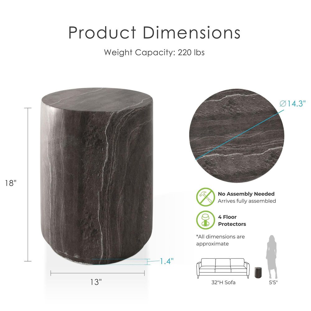 Furniture of America Karvyn 14" Side Table in Warm Gray, , large