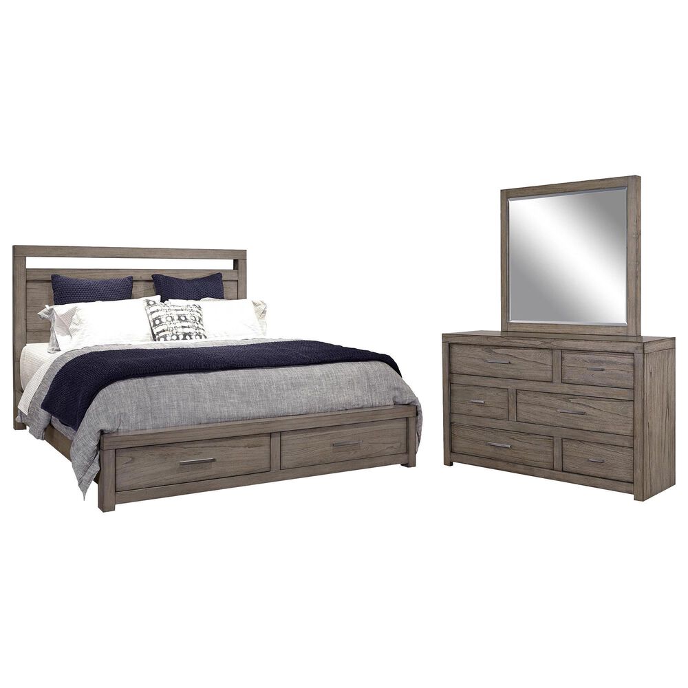 Riva Ridge Modern Loft 3-Piece King Storage Bedroom Set in Greystone, , large