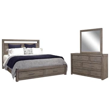 Riva Ridge Modern Loft 3-Piece King Storage Bedroom Set in Greystone, , large