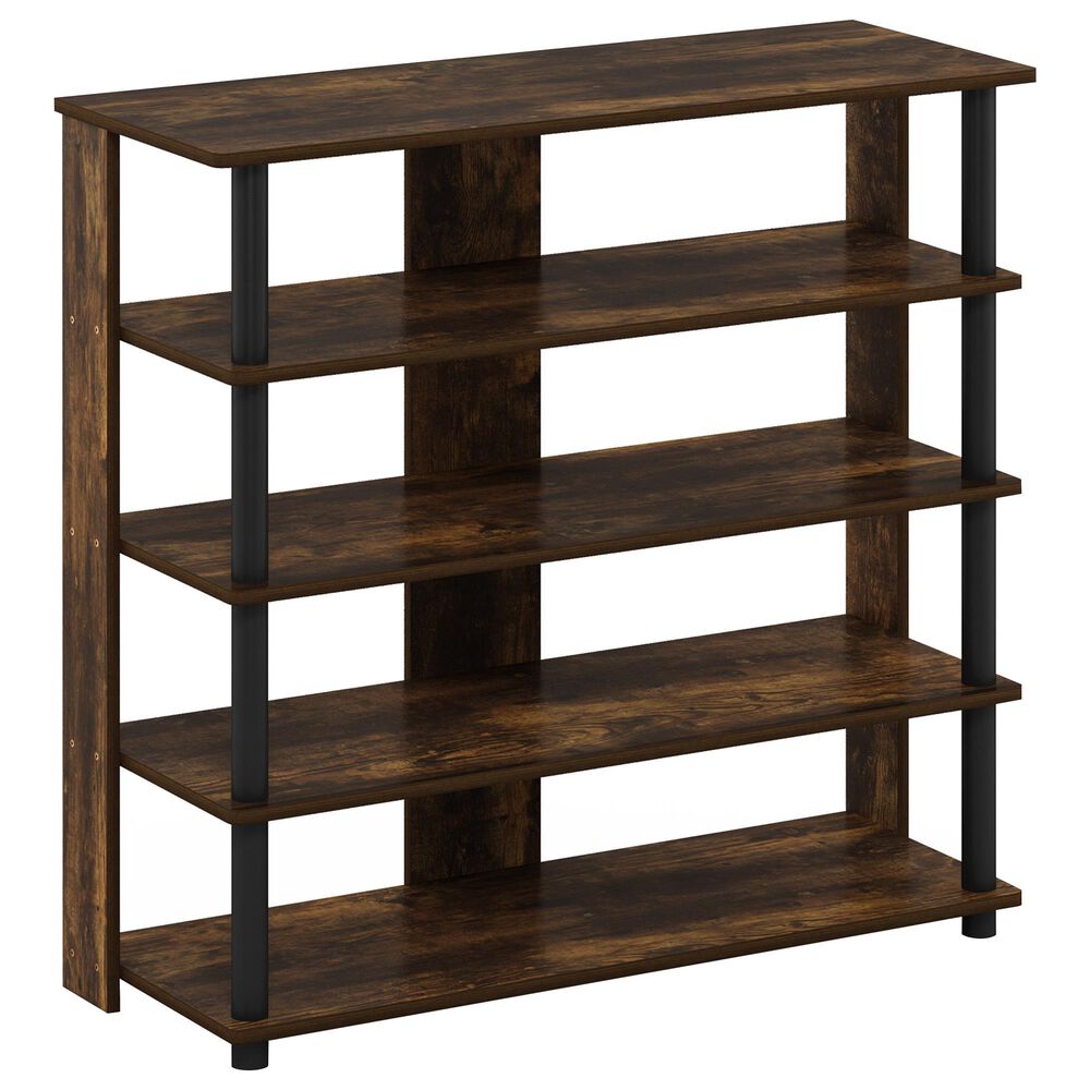 HOMLUX 5-Tier Shoe Rack in Amber Pine and Black, , large