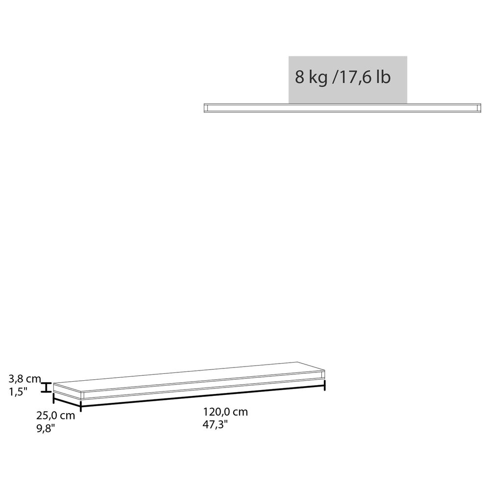 Hearth and Haven Ecco 47" Floating Wall Shelf in Gray (Set of 2), , large