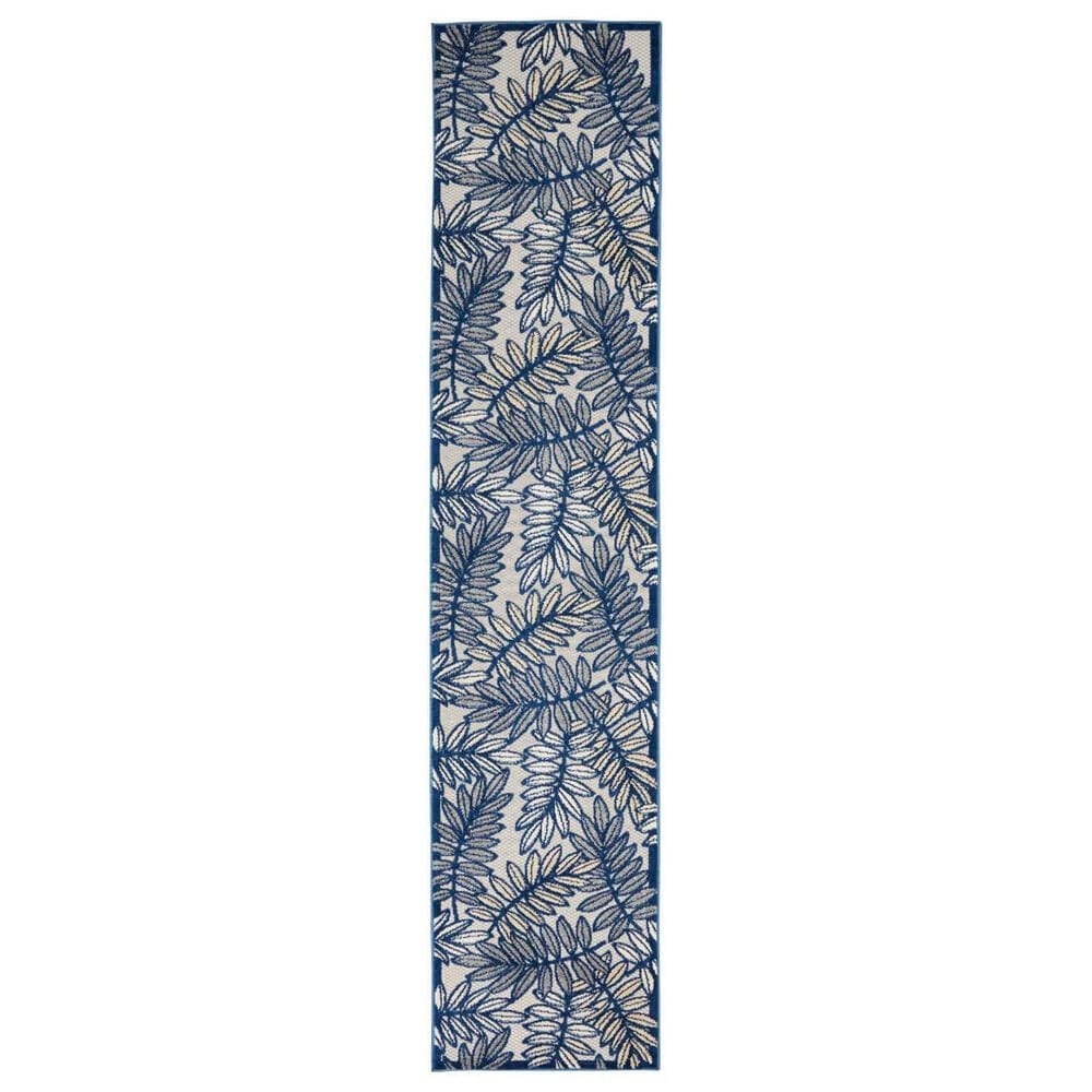 Nourison Aloha ALH18 2"3" x 10" Ivory and Navy Indoor/Outdoor Runner, , large