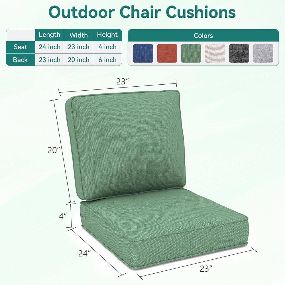 Sunwell Garden 4" Thick Outdoor Cushion Set in Green (Set of 2), , large