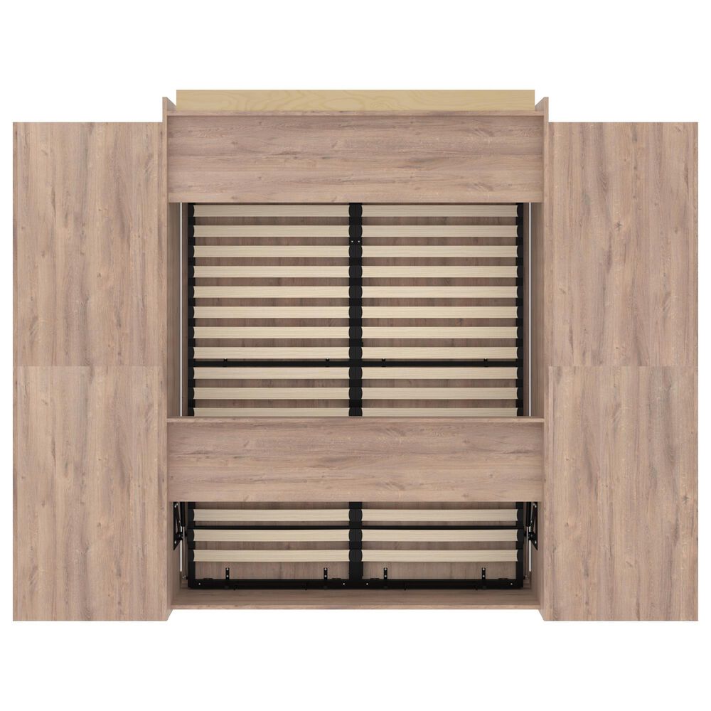 Bestar Pur Queen Murphy Storage Bed with 6-Drawer in Rustic Brown, , large