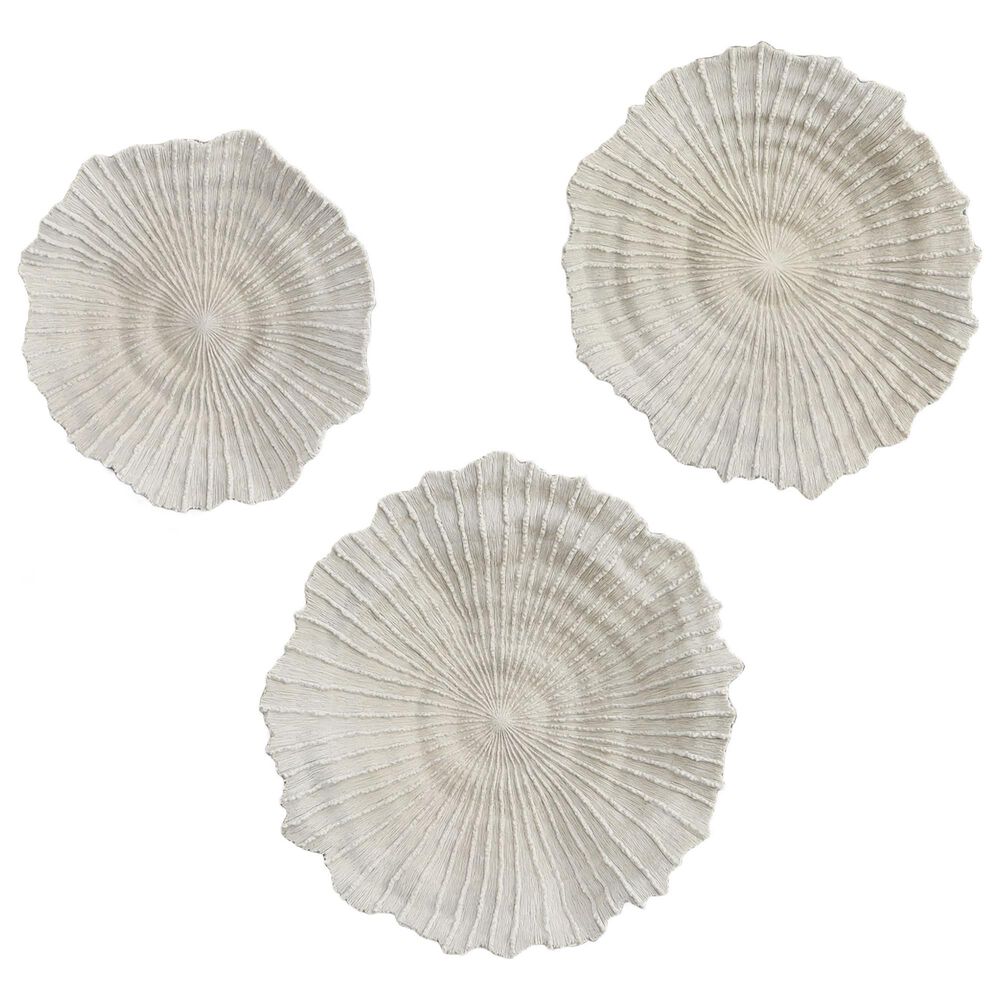 Uttermost Ocean Gems 21&quot; x 22&quot; Wall Decor in Ivory and Tan &#40;Set of 3&#41;, , large