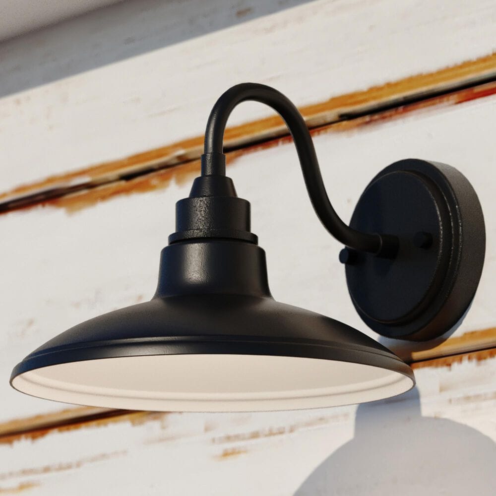 Vaxcel Tucson 10" 1-Light Outdoor Wall Sconce in Textured Black and Glossy White, , large