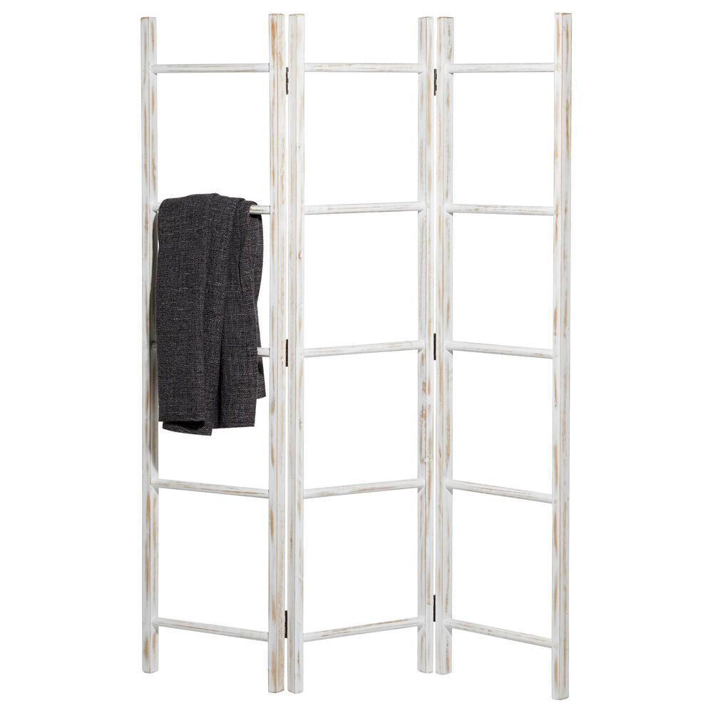 Maple and Jade 15-Rung Partition Ladder with 3 Panels in White, , large