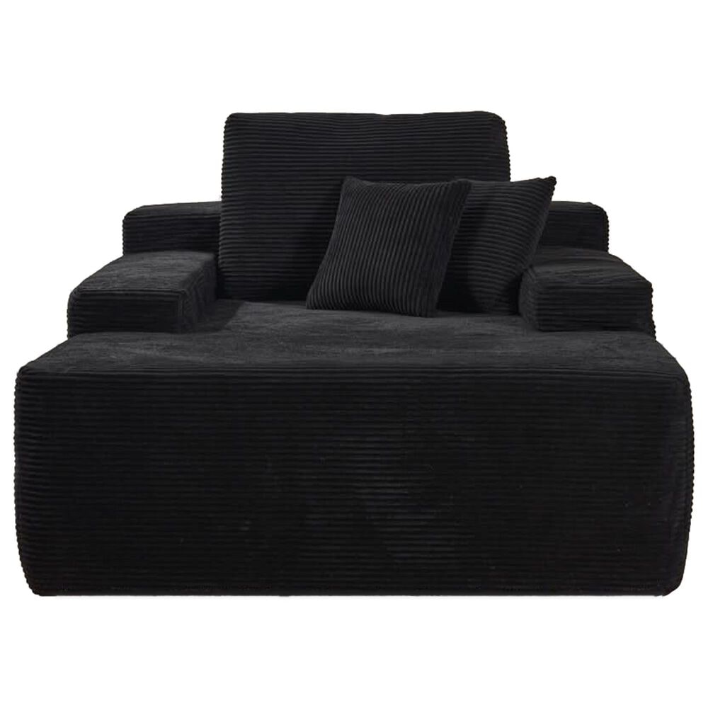 Homlux Oversized Corduroy Chaise Lounge in Black, , large