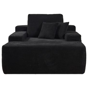 Homlux Oversized Corduroy Chaise Lounge in Black, , large