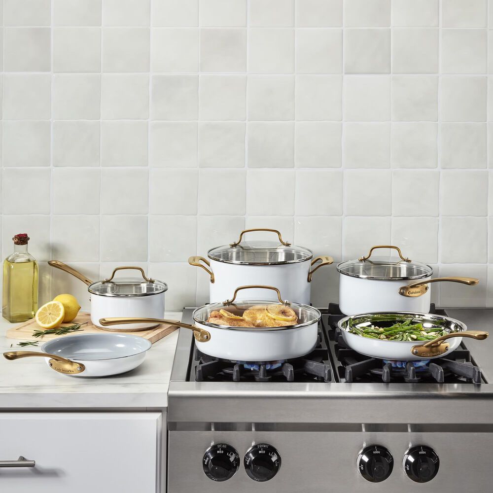 Cuisinart 10-Piece Nonstick Stainless Steel Cookware Set in Matte White, , large