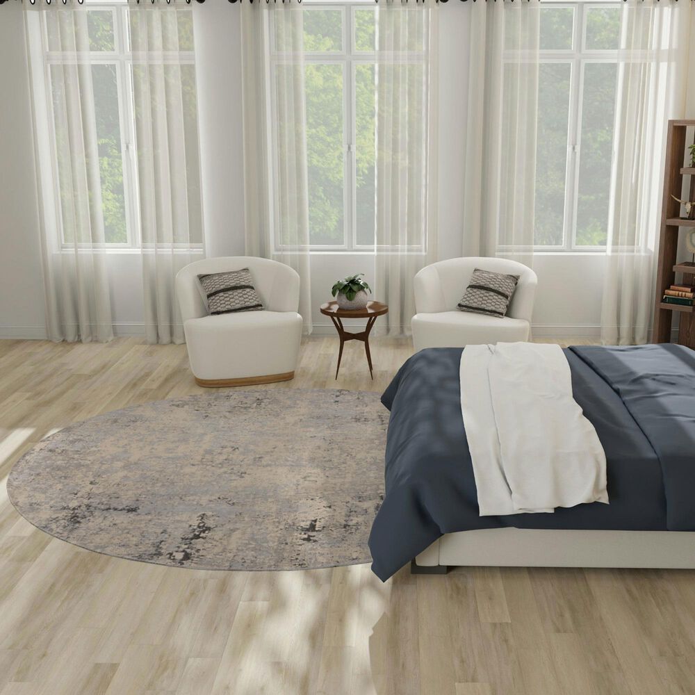 Nourison Rustic Textures Grey and Beige 7&#39;10&quot; Round Area Rug, , large