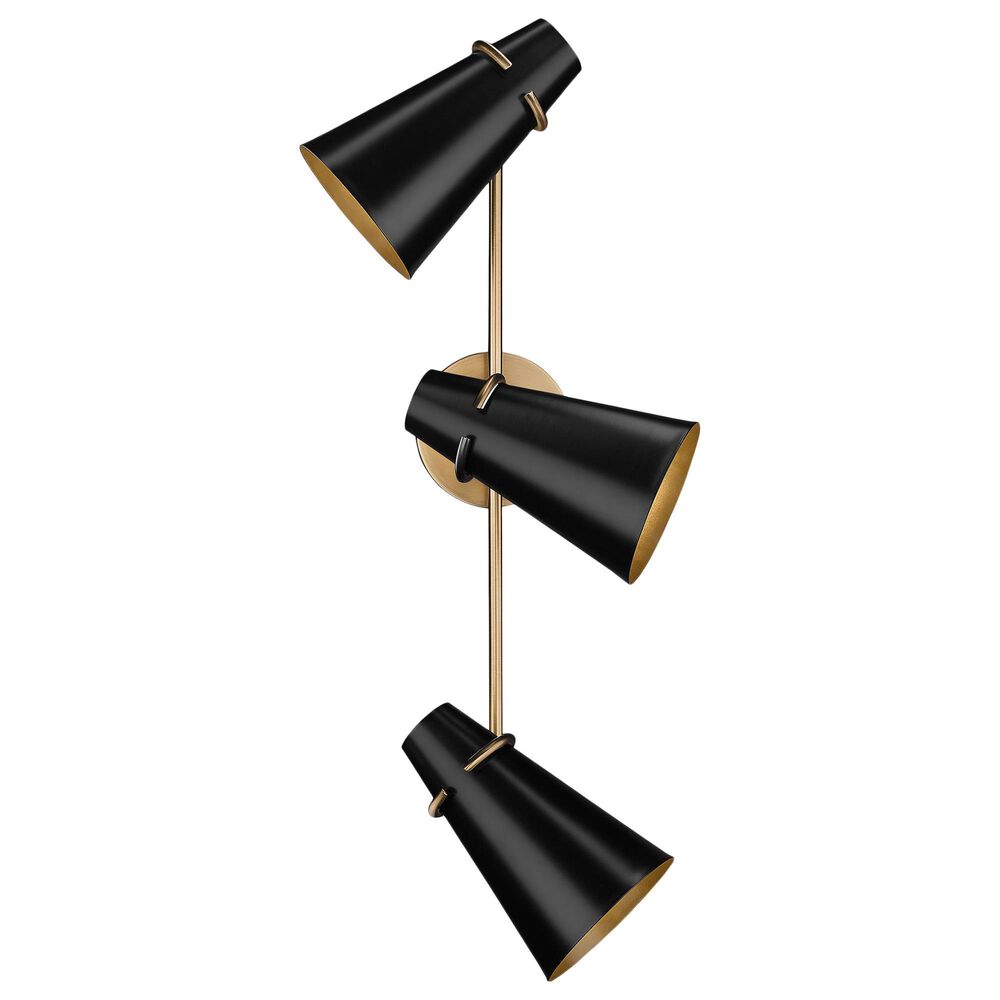 Golden Lighting Reeva 3-Light Bath Vanity with Matte Black Shade in Modern Brass, , large