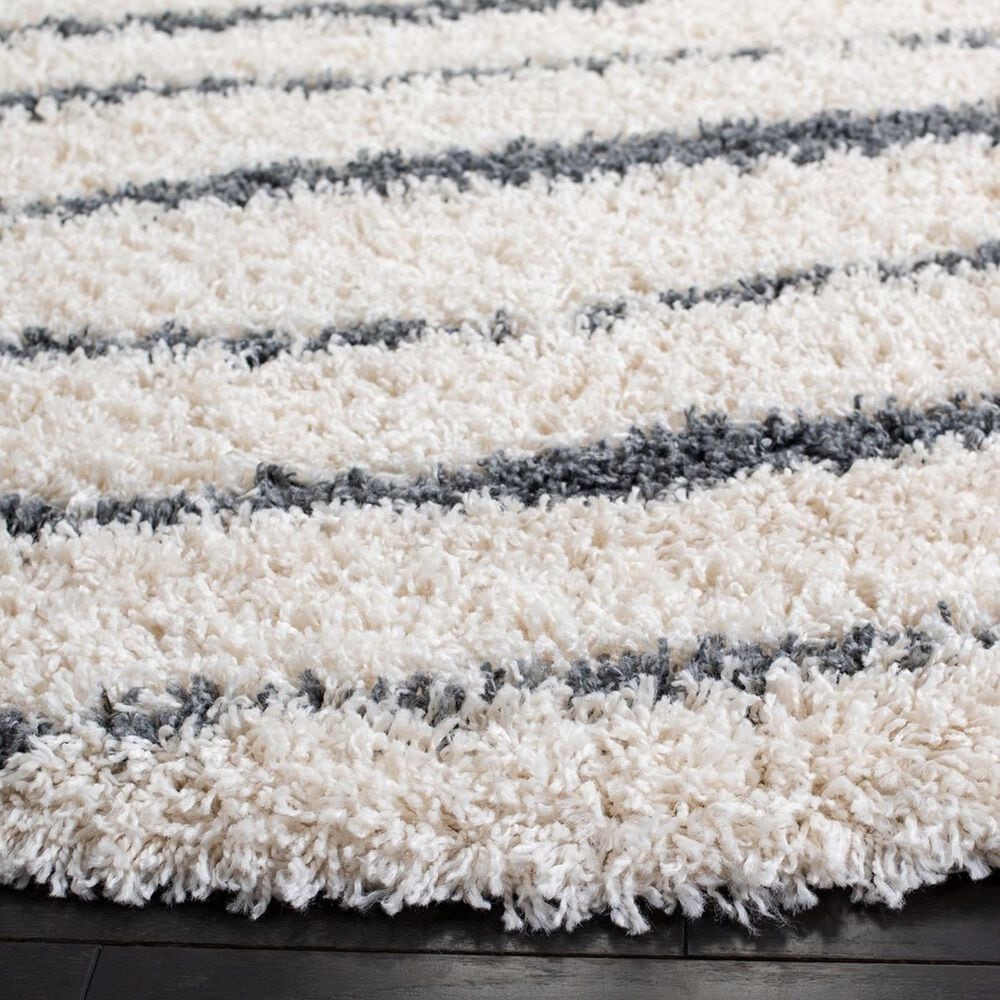 Safavieh Venus Shag VNS603B 8&#39; Round Ivory and Dark Grey Area Rug, , large