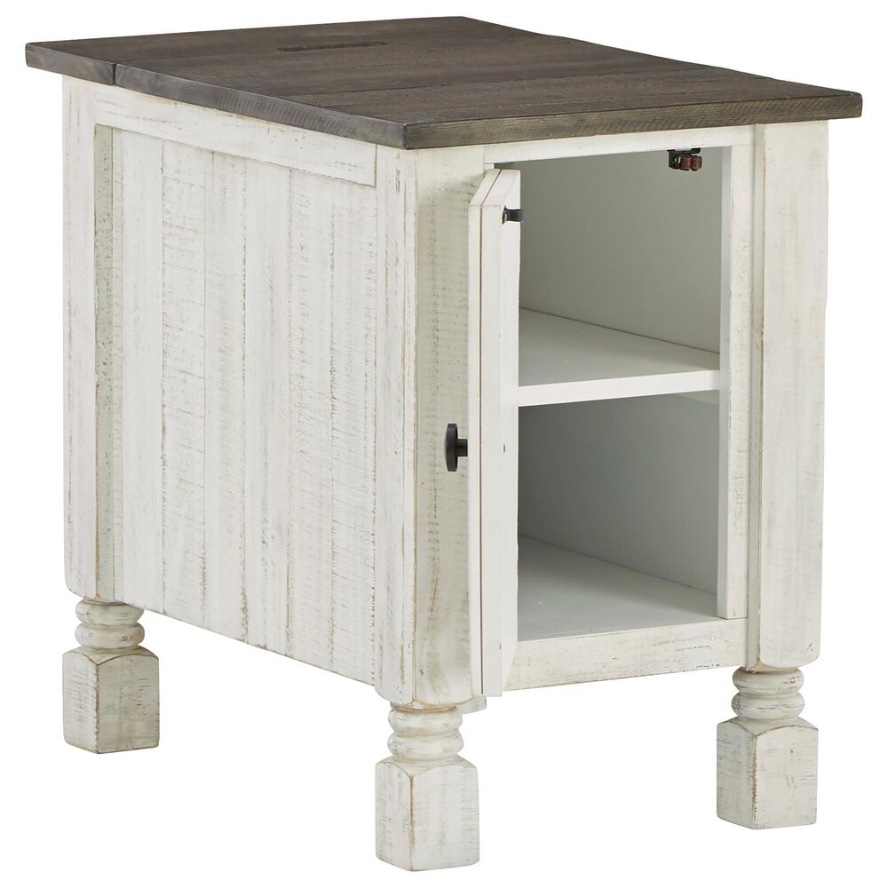 Ashley Havalance Chairside End Table in Distressed Vintage White and Weathered Gray, , large