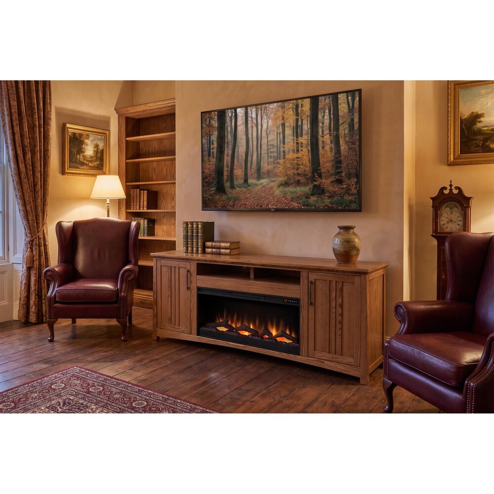 Legends Home Craftsman 86" Fireplace Console in Golden Oak, , large