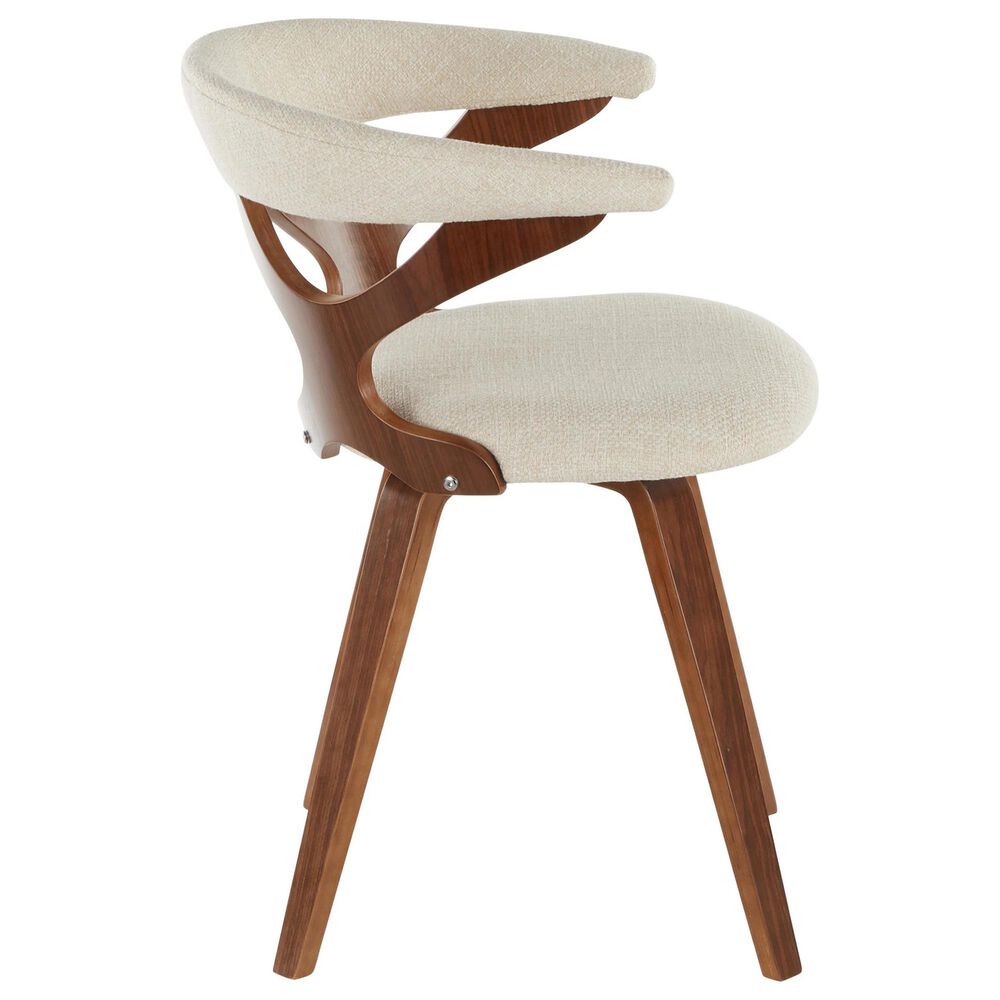 LumiSource Gardenia Swivel Arm Chair with Cream Upholstered in Walnut, , large