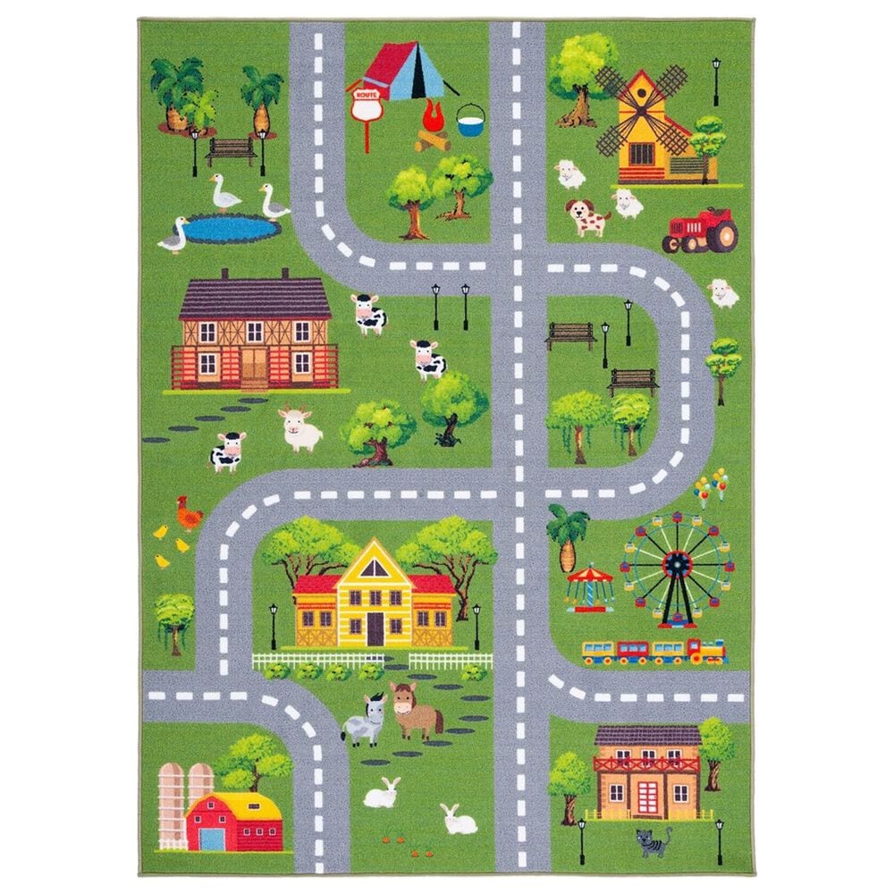 Safavieh Kids Playhouse 4"4" x 6" Dark Green and Light Grey Rug, , large