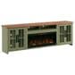 Legends Home Vineyard 97" Fireplace Console with Fireplace Insert in Sage and Fruitwood, , large