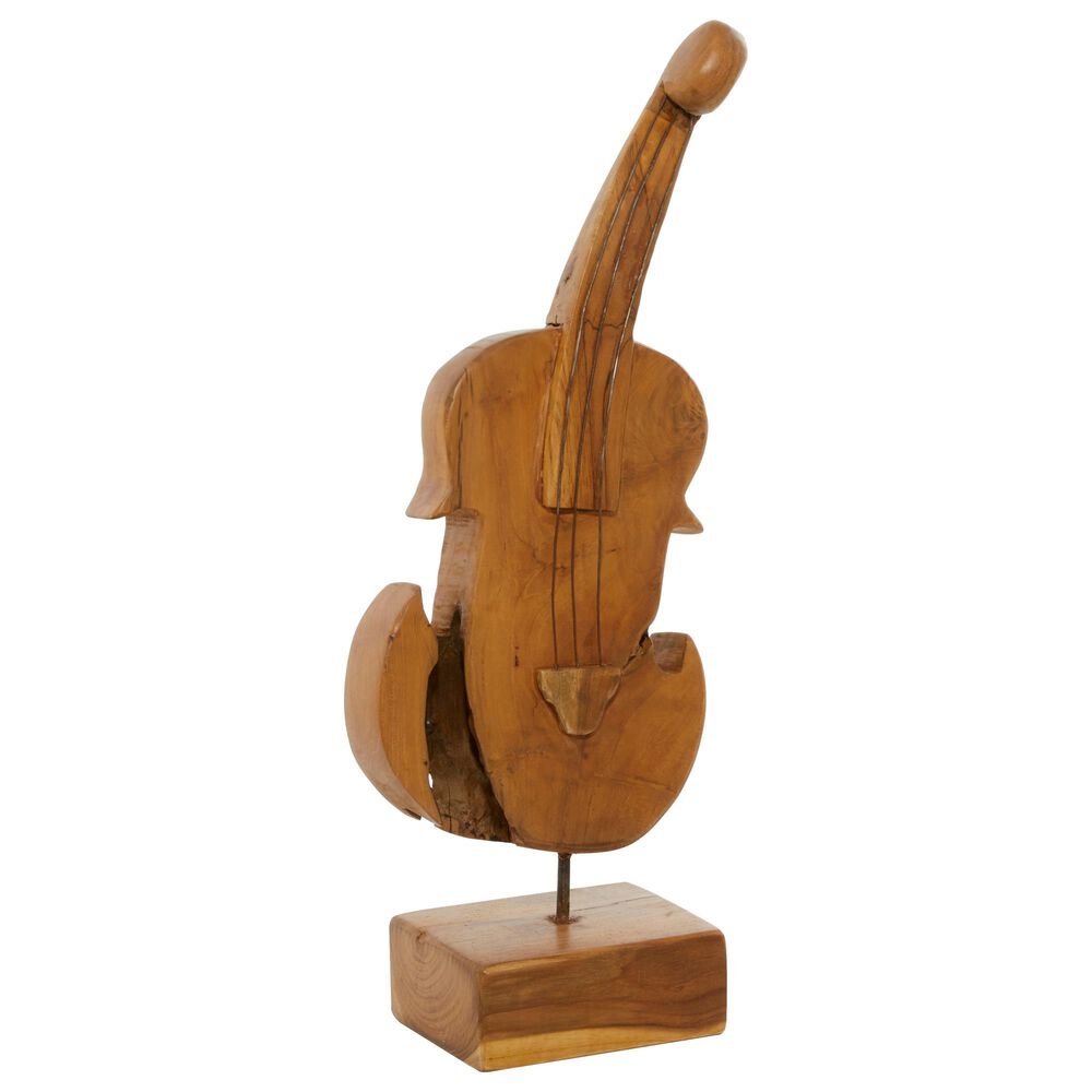 Maple and Jade 9" x 21" Coastal Teak Wood Sculpture in Brown, , large