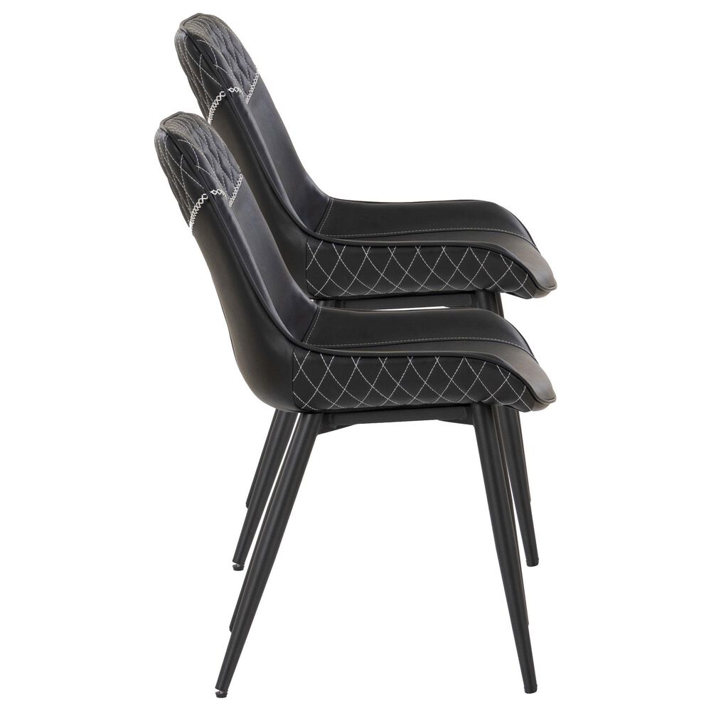 Linon Home Decor Edler Side Chair with Black Upholstery in Black (Set of 2), , large