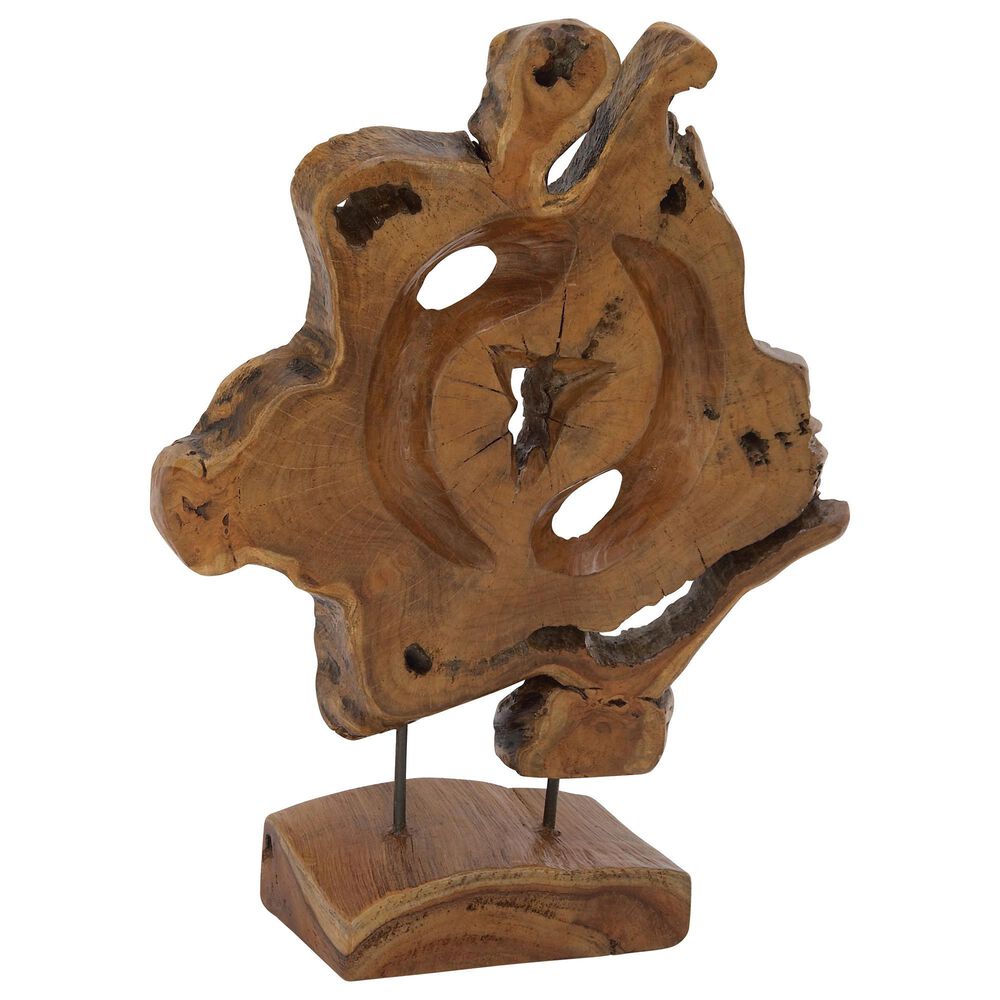 Maple and Jade 19" Coastal Teak Wood Sculpture in Brown, , large