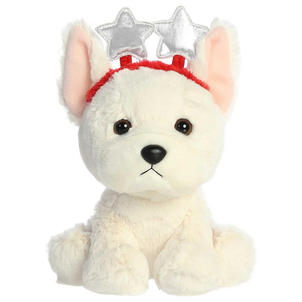 Aurora Holiday 8.5&quot; Cheer Cassidy French Bulldog Plush in White and Black, , large