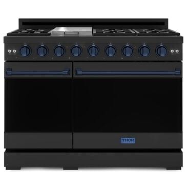 Thor Kitchen Gordon Ramsay 6.8 Cu. Ft. 48" Professional Natural Gas Range with Navy Blue Handle Kit in Black, , large