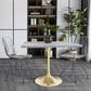 Leisuremod LeisureMod Verve Collection 36 Square Dining Table, Brushed Gold Base with Laminated White Marbleized Top, , large