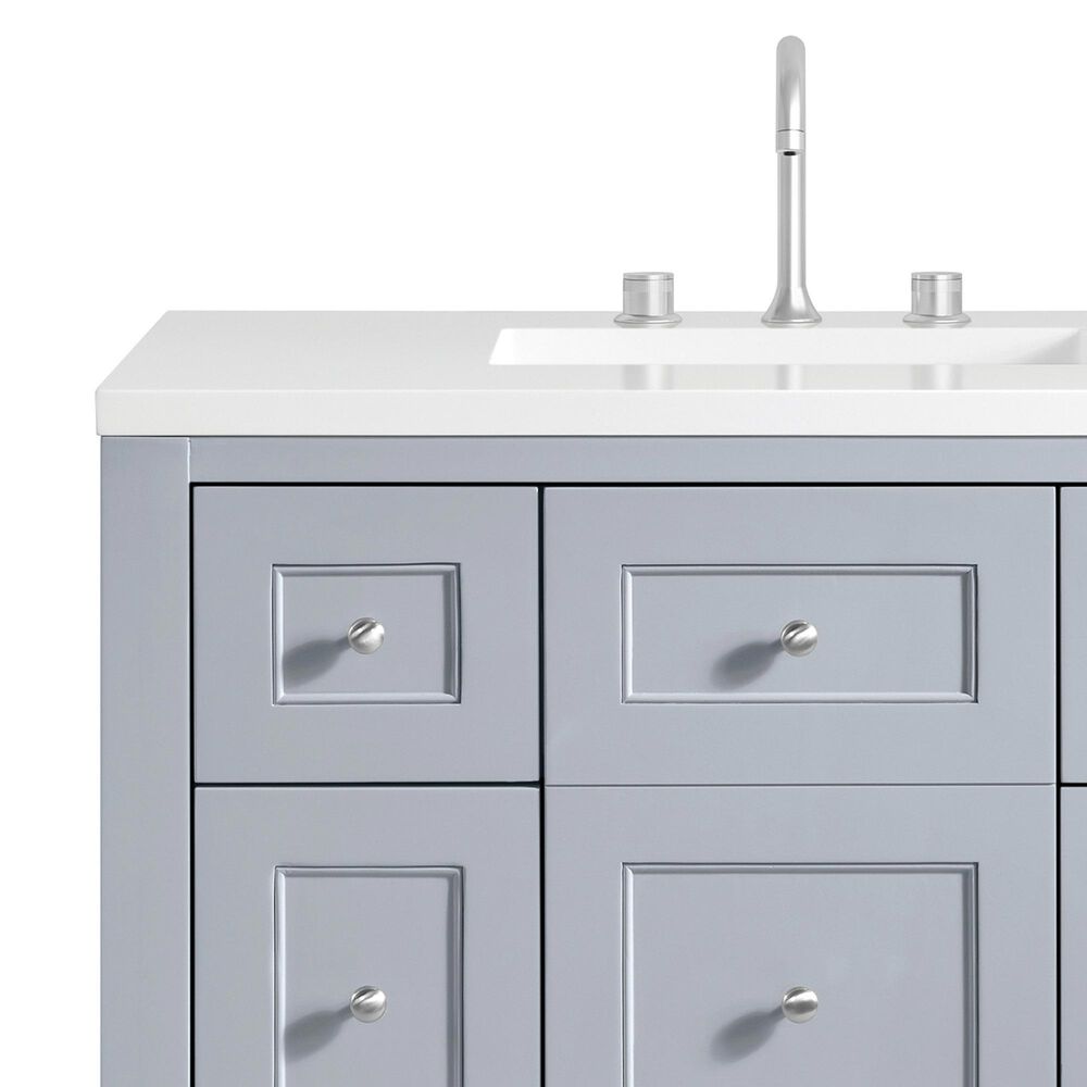 James Martin Vanities Breckenridge 36" Single Bathroom Vanity in Serenity Blue with 3 cm White Zeus Quartz Top and Rectangular Sink, , large