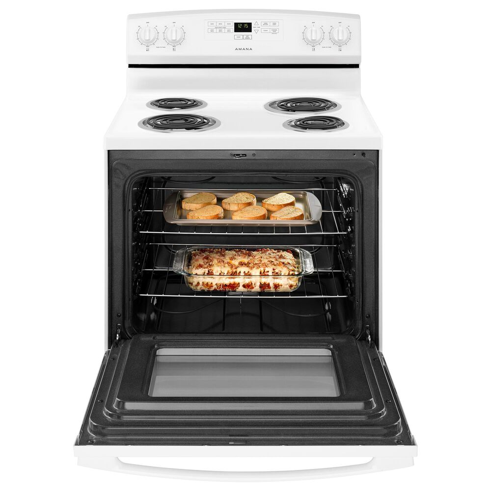 Amana 4.8 Cu. Ft. Electric Range with Bake Assist Temps in White NFM
