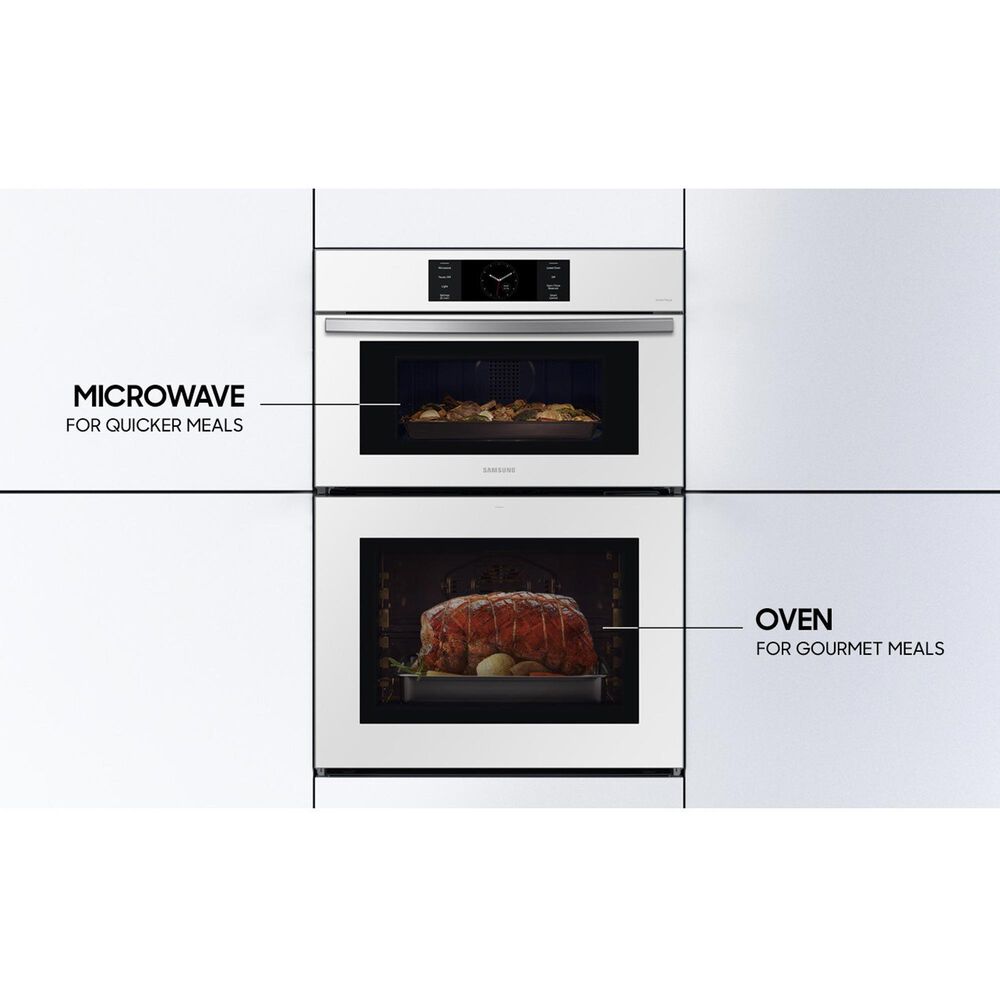 Samsung Bespoke 2-Piece Kitchen Package with White Bespoke 30" Combination Wall Oven and Black 36" Induction Cooktop, , large