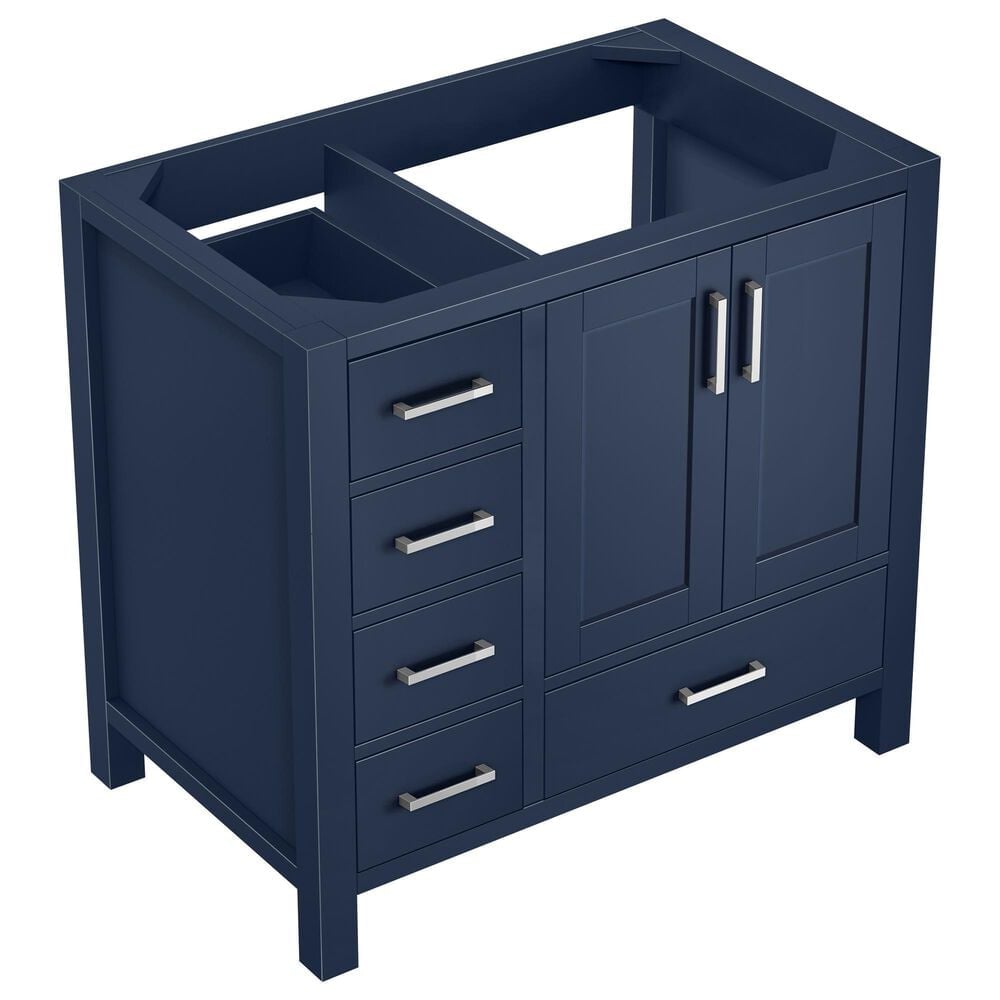 Lexora Home Jacques 36" Right Single Bathroom Vanity Cabinet Only in Navy Blue, , large