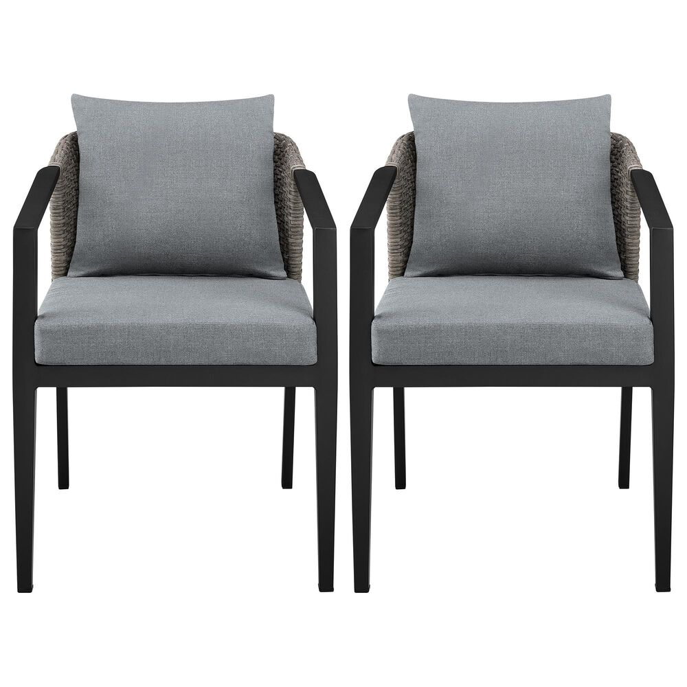 Blue River Aileen Outdoor Dining Chair with Dark Gray Cushion in Black and Gray (Set of 2), , large