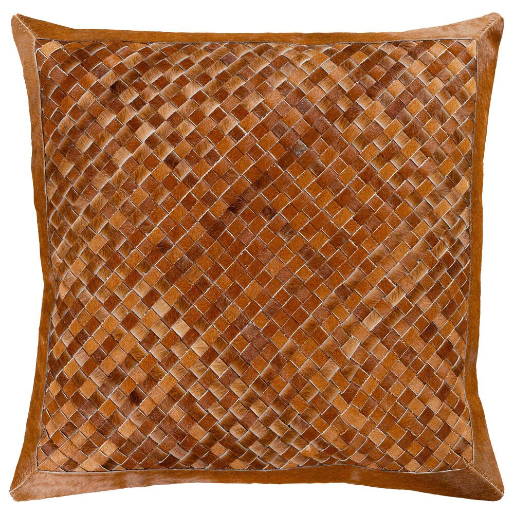 Surya Cesta 20" x 20" Throw Pillow in Brown Hair on Hide, , large